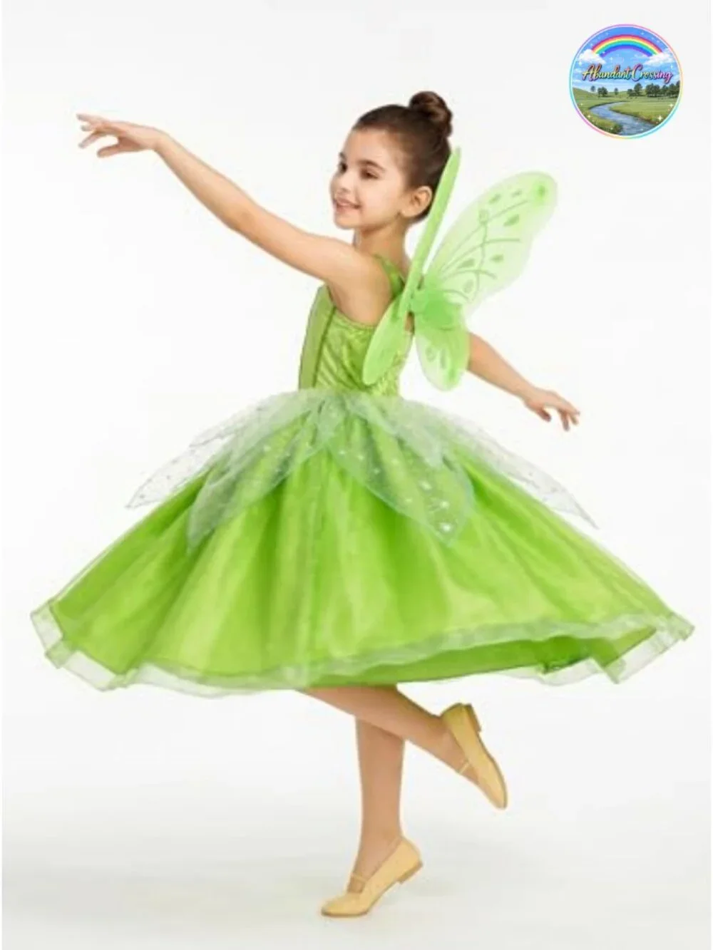 Girls Princess Fairy Costume Dress Up Tulle Dress with Wings